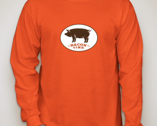 Bacon Time Mens Long Sleeve Orange